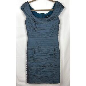 NWT Tadashi Collection‎ Teal Iridescent Silk Layered Cocktail Dress Women's 6